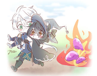 hinase midori and tokutaisei pocch rpg chibis running from slimes